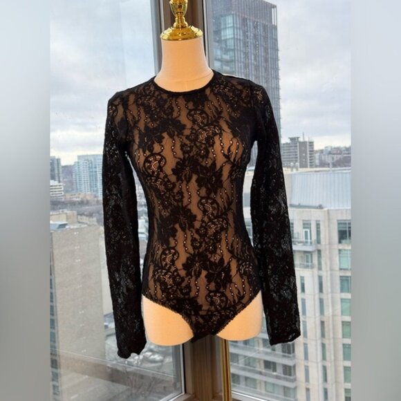 🆕 ZIMMERMANN 🧿 NWT Lace Long Sleeve Bodysuit, Black Sz 0 US 2 - Picture 10 of 16